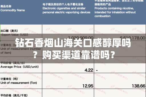钻石香烟山海关口感醇厚吗？购买渠道靠谱吗？